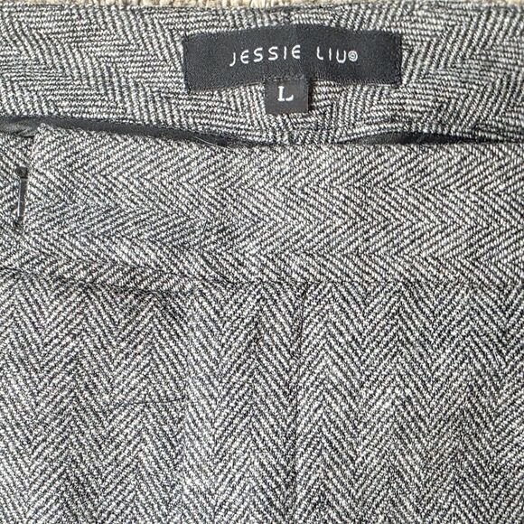 Jessie Liu Wide Leg Trousers Size Large  Pants Gray Pleated Cuffs Office Dress - Picture 4 of 8